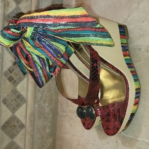 Red Snakesin and Stone Brazilian Limited Edition Olympic Collection Wedges